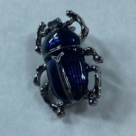 Beetle Bug Jewelry Pin Brooch Silver and Blue Color Metal Accessory Womens - Picture 11 of 16